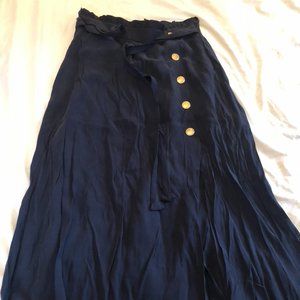 Zara Navy Skirt with Gold Buttons